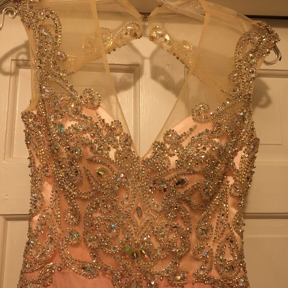 Beautiful Satin/ Rhinestone Pink Evening Gown